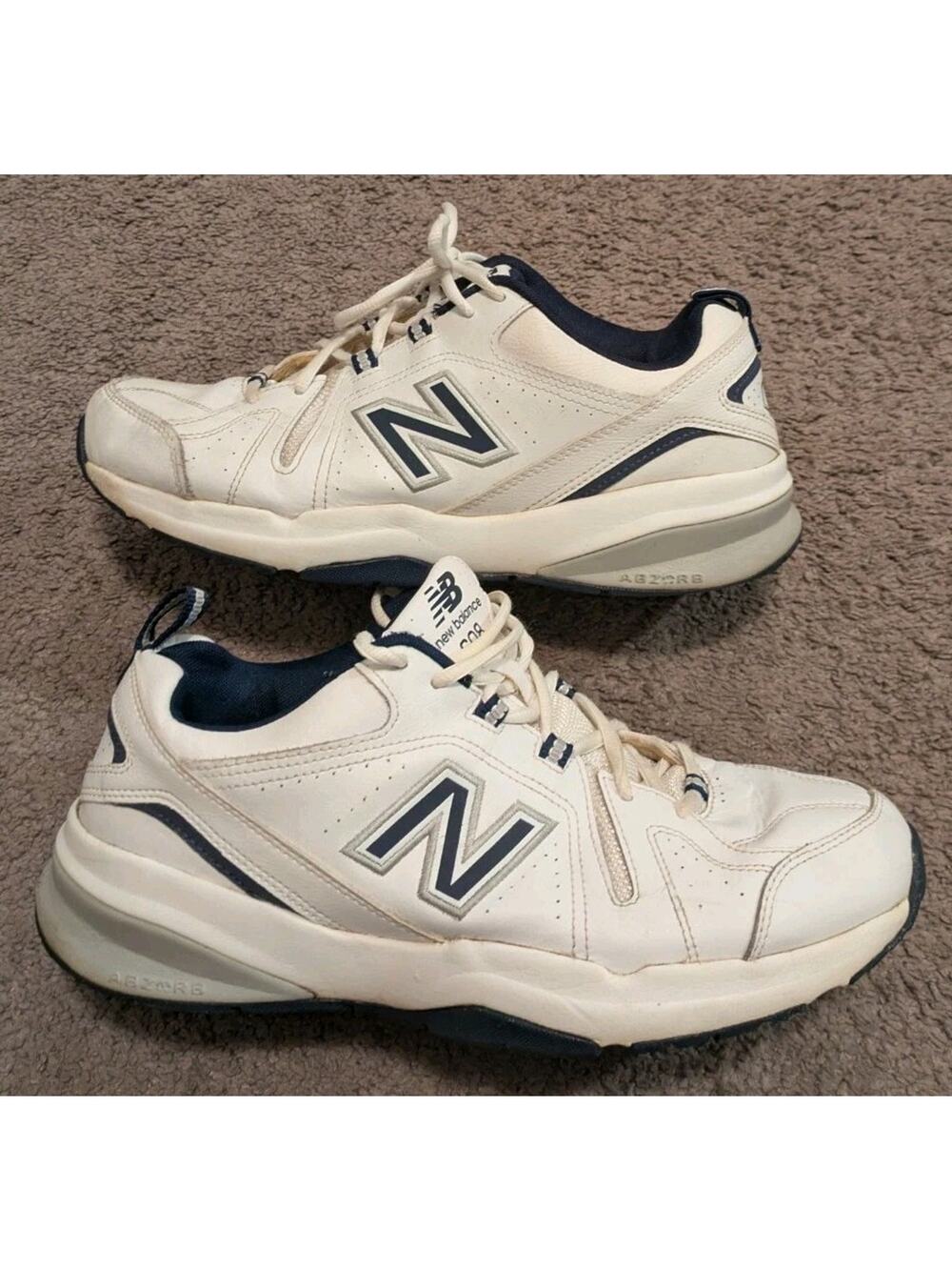 New Balance 608v5 White Navy Shoes MX608WN5 Men's 10.5 2E Wide
